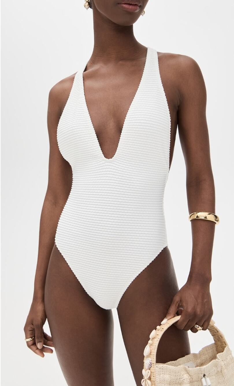 Nwt Ulla Johnson One Piece Swimsuit Kaia High Cut Maillot White Size M Medium